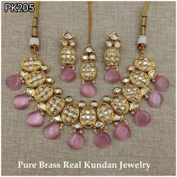 pure kundan jewellery set Pink