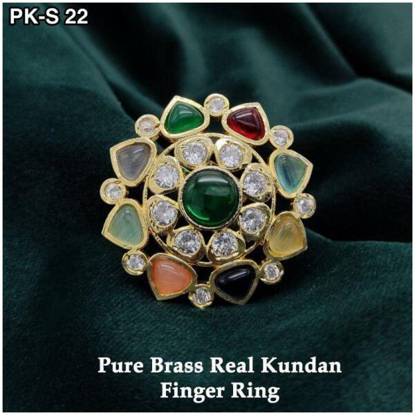 Real Kundan Finger Ring