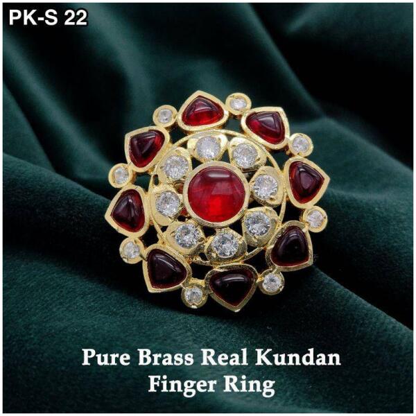 Real Kundan Finger Ring multicolor