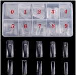 500pcs Box Half Cover Moon Cut Double Locking Nail Extension Tips for Acrylic and Gel Extensions Clear