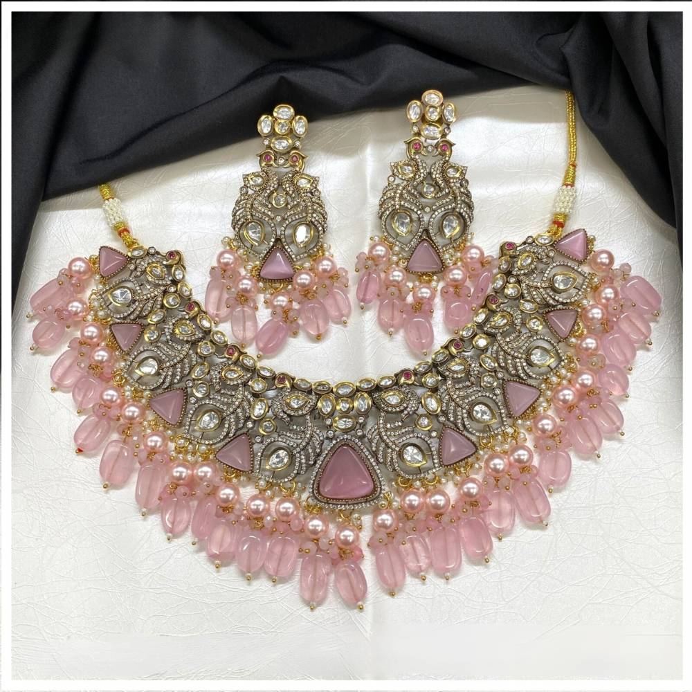 Pure brass real kundan jewellery necklace set with earrings, Victorian set
