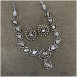 Two Tone Plating Pure Brass Real Kundan Jewellery Necklace Set with Earrings