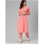 Women Pink & White Floral Printed Kurta with Trousers
