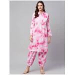 Women Pink Ombre Dyed Pure Cotton Kurta with Salwar