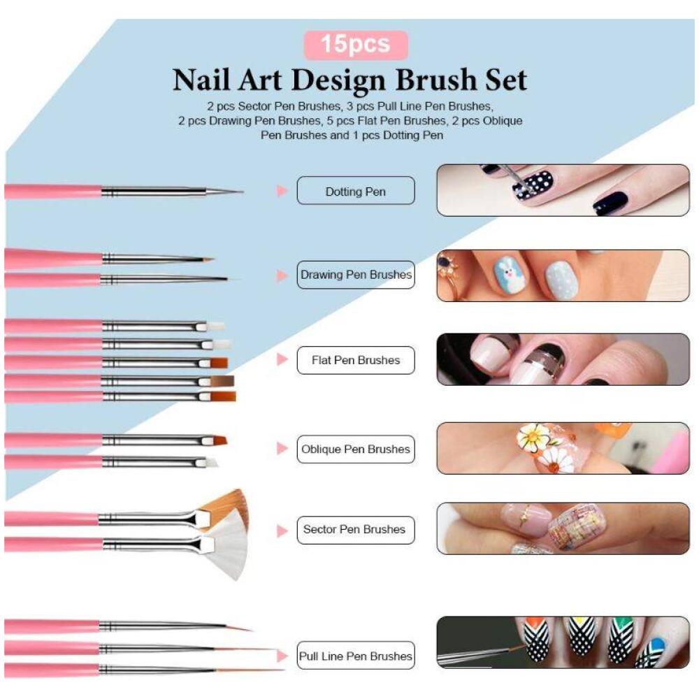 Nail Art Brush Set of 15