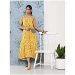 Divena Floral A-Line Midi Dress (Yellow)