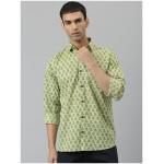 MILLENNIAL MEN Lime Green Comfort Printed Casual Shirt