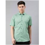 MILLENNIAL Men Green & White Regular Fit Printed Casual Shirt