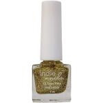 Indie Nails Bling Bling is Free of 12 toxins vegan cruelty-free quick dry glossy finish chip resistant. Golden Glitter Colour shade Liquid: 5 ml. Golden Nail Polish for Nail Art