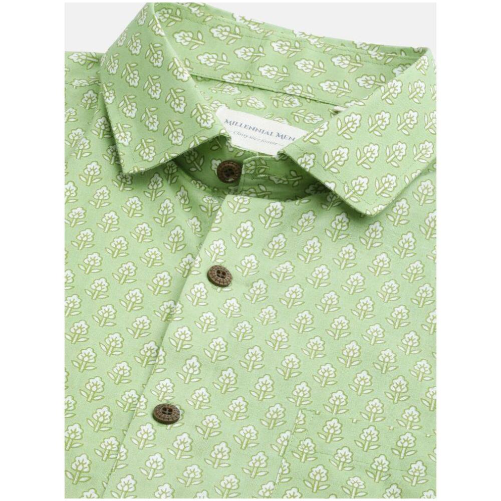 Green Comfort Printed Casual Shirt