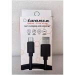 twance T24B PVC Type C to USB charging and data sync Cable, 2 Meter, Black Color