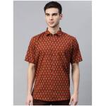MILLENNIAL MEN Maroon Pure Cotton Comfort Regular Fit Printed Casual Shirt