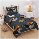 Homdazal Cotton 160 TC Printed Single Bedsheets with 1 King Size Pillow Cover, (60X90 Inches, 4 X 6 Feet,