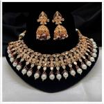 Pure Brass Real Kundan Choker Set with Earrings in White Color - Premium Collection