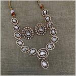 Pure Brass Real Kundan Necklace Set with Earrings in Rose Gold Plating - Premium Collection