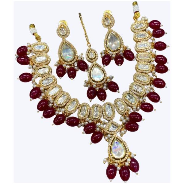 Pure brass real kundan jewellery necklace set with earrings, high gold plating