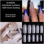 500pcs Half Cover Moon Cut Double Locking Nail Extension Tips for Acrylic and Gel Extensions Natural White