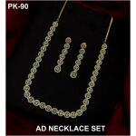 Pure AD Real Brass Kundan Jewellery Necklace Set with Earrings (Green)