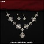 Premium Quality AD Jewellery Necklace set (Silver)