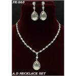 Pure Brass Real AD Jewellery Necklace set (Silver)