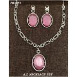 Pure Brass Real AD Jewellery Necklace set (Pink)
