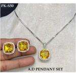 Pure Brass Real AD Pendant set (Yellow)