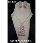 Pure Brass Real AD Pendant set (Pink)