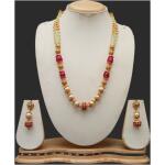 Timeless Radiance: Kundan Mala Necklace with Matching Earrings (Maroon)