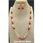 Captivating Kundan: Pure Brass Mala Set with Regal Charm (Red)