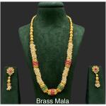 Kundan Elegance: Brass Mala Set with Dazzling Charm (Green)